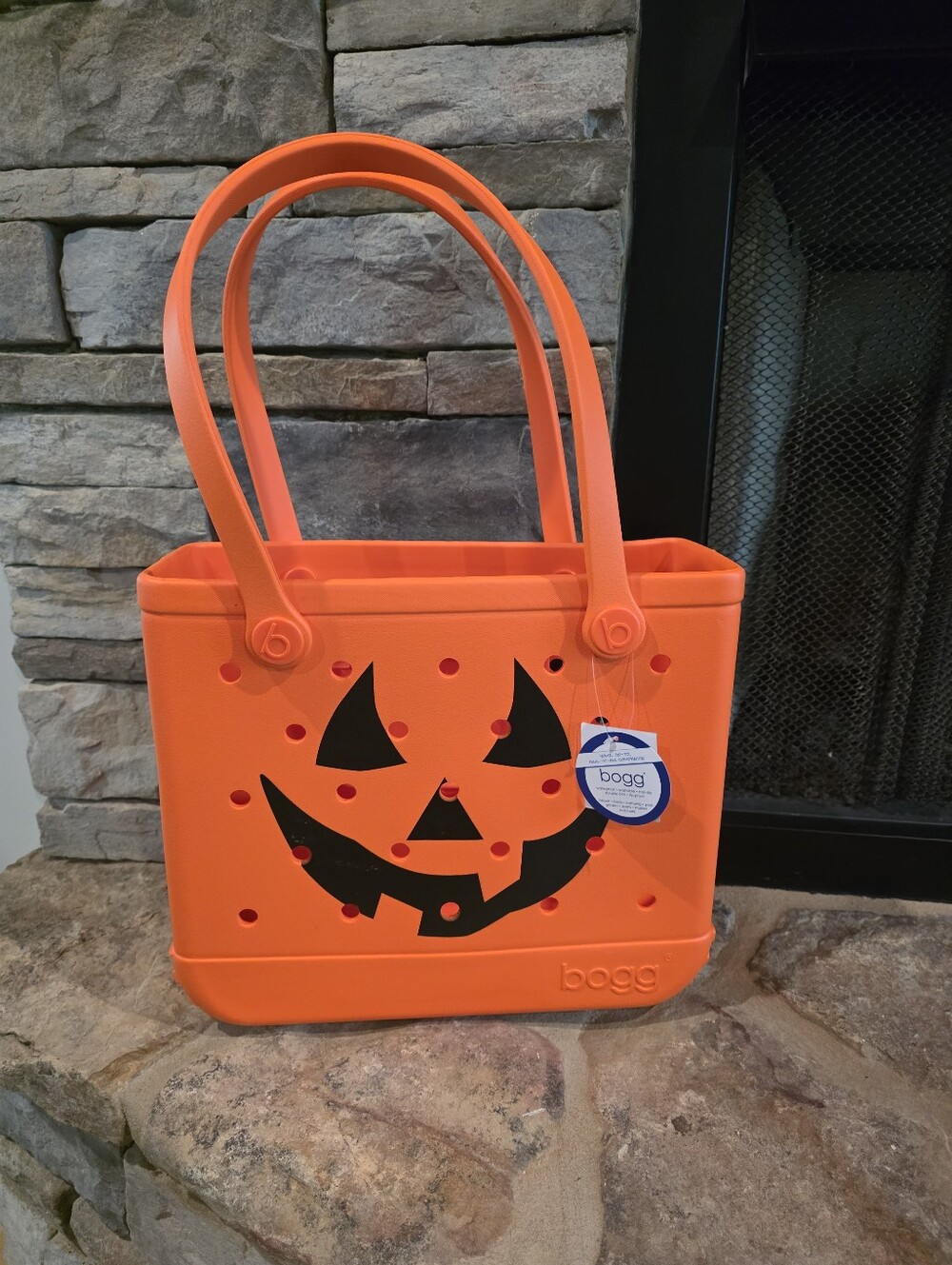 BOGG BAG Orange Pumpkin Jack-O'-Lantern Tote